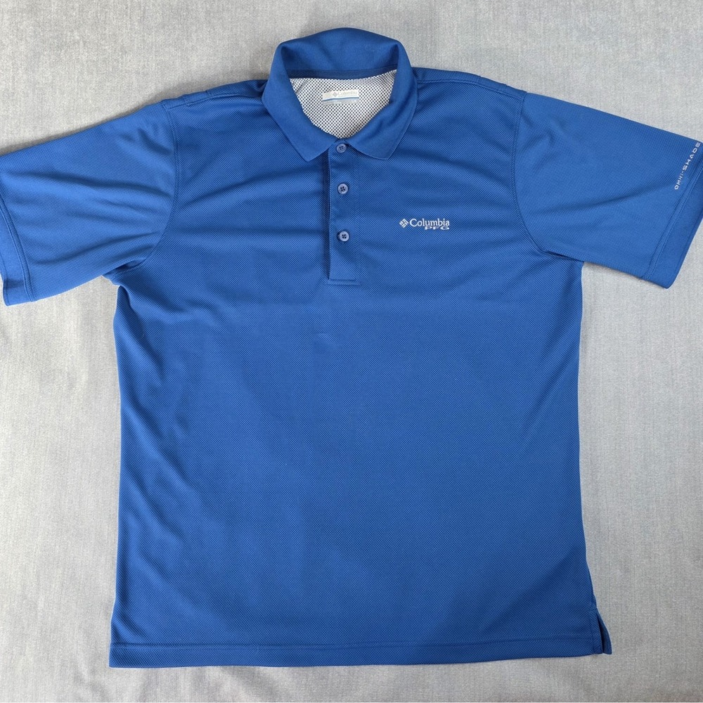 Columbia Polo Shirt Mens Large PFG Perfect‎ Cast Blue Vented Omni-Shade XM6930 - Picture 2 of 15